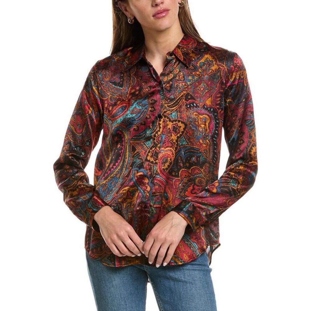 L’Agence Womens  Tyler Silk Blouse, Red